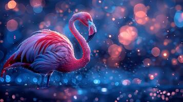 AI generated Pink Flamingo Standing on Water photo