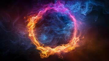 AI generated Ring of Fire on Black Background photo