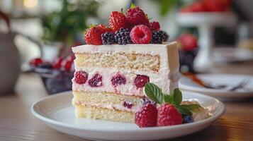 AI generated Cake With Berries photo