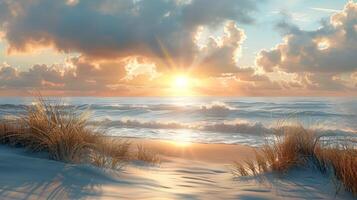 AI generated Sun Setting Over Water photo