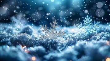 AI generated Snowflake Falls in Midnight Darkness photo