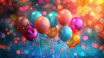 AI generated Floating Balloons in the Sky photo