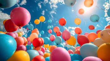 AI generated Colorful Balloons Floating in Air photo
