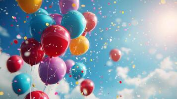 AI generated Colorful Balloons Floating in Air photo
