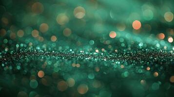 AI generated Close-Up of Green and Gold Glitter Background photo