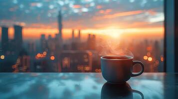 AI generated A Cup of Coffee on Table photo