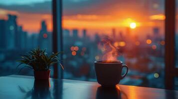AI generated A Cup of Coffee on Table photo