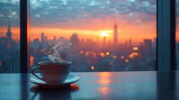 AI generated A Cup of Coffee on Table photo