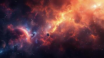 AI generated Colorful Space Filled With Stars and Planets photo