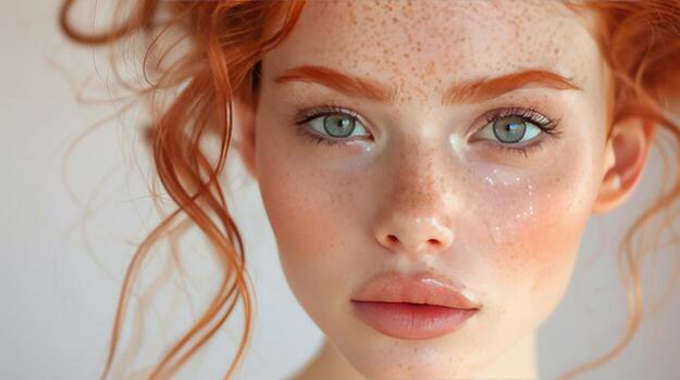 AI generated Close-Up of Woman With Freckles photo