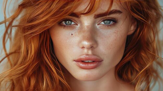 AI generated Close-Up of Woman With Freckles photo