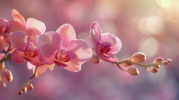 AI generated Pink Flower Close-Up With Blurry Background photo