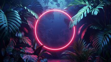 AI generated Blue Circle Amidst Tropical Plants and Trees photo