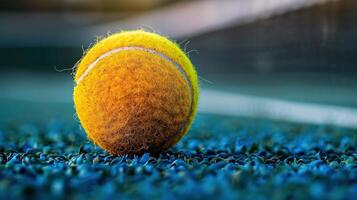 AI generated Tennis Ball on Tennis Court photo