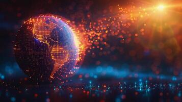AI generated Glowing Globe in Abstract Form photo