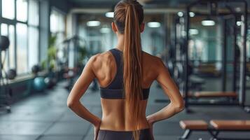 AI generated Woman With Ponytail Working Out in Gym photo