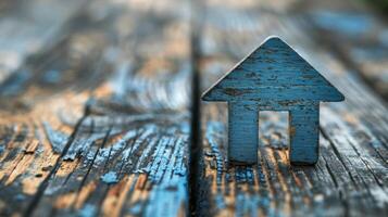 AI generated Small House on Wooden Table photo