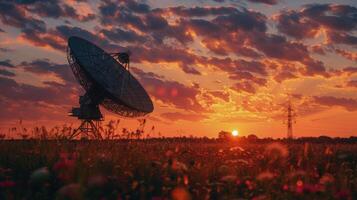 AI generated Satellite Dish in Sandy Field photo