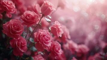 AI generated Blooming Pink Roses photo