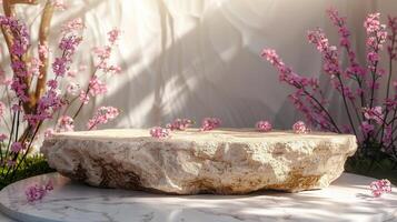AI generated Flowering Rock Wall photo