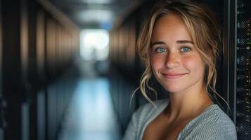 AI generated Beautiful Young Woman in Hallway photo