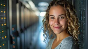 AI generated Beautiful Young Woman in Hallway photo