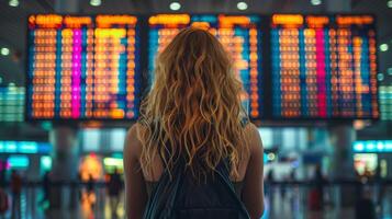 AI generated Person With Backpack Viewing Neon Sign photo