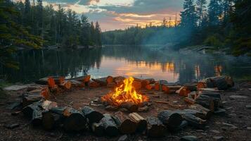 AI generated Fire Pit Amidst Lake photo