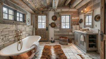 AI generated Rustic Bathroom With Claw Foot Tub photo