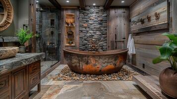 AI generated Rustic Bathroom With Claw Foot Tub photo