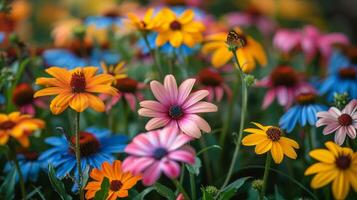 AI generated Flowers Scattered Across Grass photo