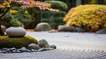 AI generated A zen garden with carefully placed rocks and gravel. Generative AI photo