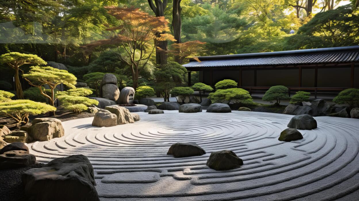 AI generated A zen garden with carefully placed rocks and gravel