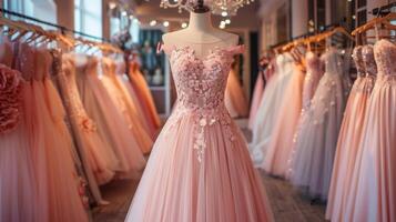 AI generated Row of Dresses on Mannequin in Store photo