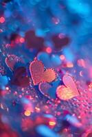 AI generated Pink Hearts Hanging From Tree photo