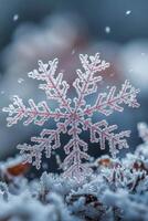 AI generated Snowflake on Blue Background photo