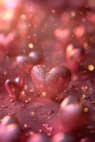 AI generated Pink Hearts Hanging From Tree photo