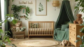 AI generated Babys Room With Crib and Bear photo