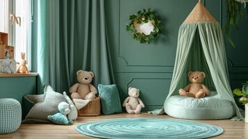 AI generated Babys Room With Crib and Bear photo