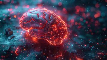 AI generated Human Head Embedded in Computer Circuit photo