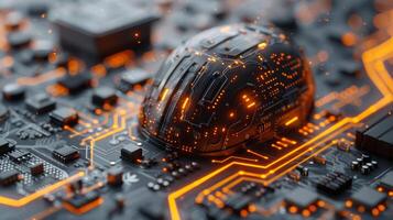 AI generated Computer Circuit Board With Ball photo