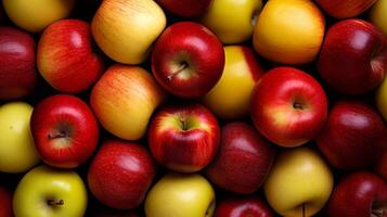 AI generated A closeup of apples arranged in a decorative manner. Generative AI photo