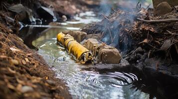 ai generado cerca arriba de químico contaminación en agua subterránea generativo ai foto