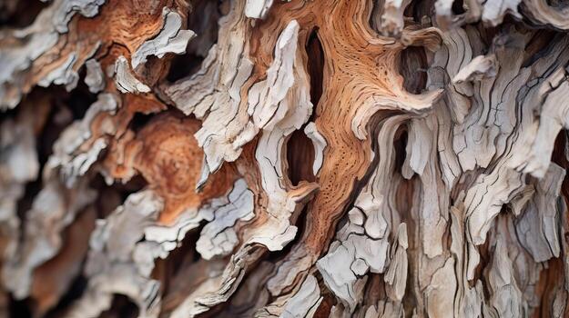 AI generated A closeup of tree bark with intricate textures and patterns. Generative AI photo