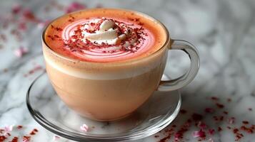 AI generated Cappuccino With Strawberries on Saucer photo