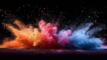 AI generated Colorful Powders Floating in the Air photo
