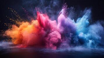 AI generated Colorful Powders Floating in the Air photo