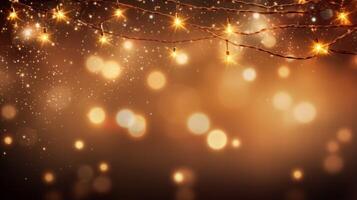 AI generated A festive holiday banner with twinkling lights. Generative AI photo