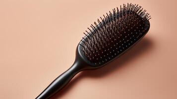 AI generated Hairbrush through silky-smooth hair. Generative AI photo