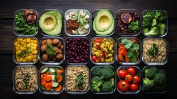 AI generated A healthy meal prep with portioned containers for the week. Generative AI photo